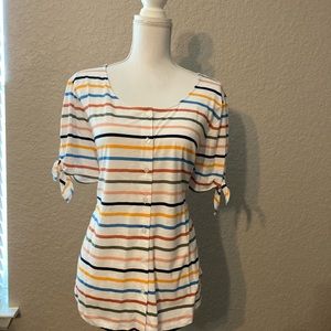 Loft outlet striped tie sleeve tee!   NWT!